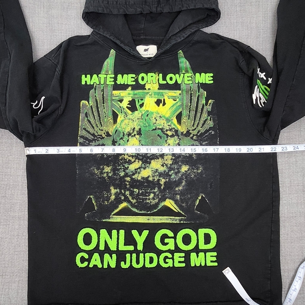 Maison Noir Judgement Graphic Skull Design Embroidered Black Hoodie. Medium - Picture 7 of 9